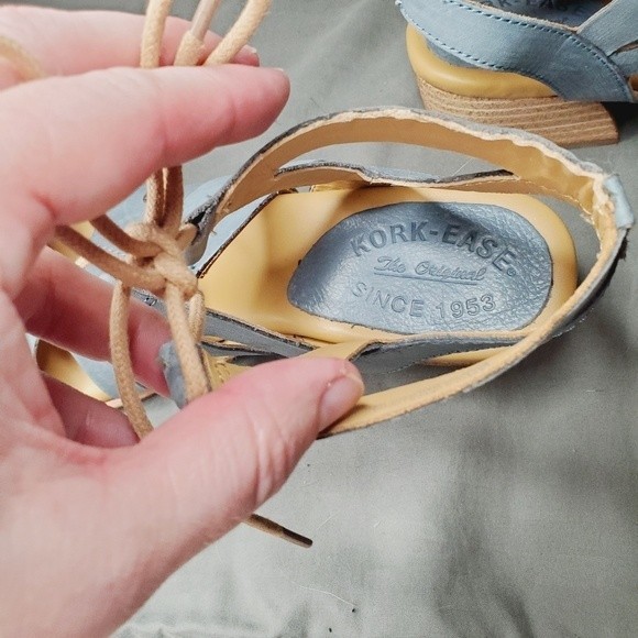 Kork-Ease Light Blue Skyway Leather  Strappy Chris cross Sandal shoes - Picture 11 of 12